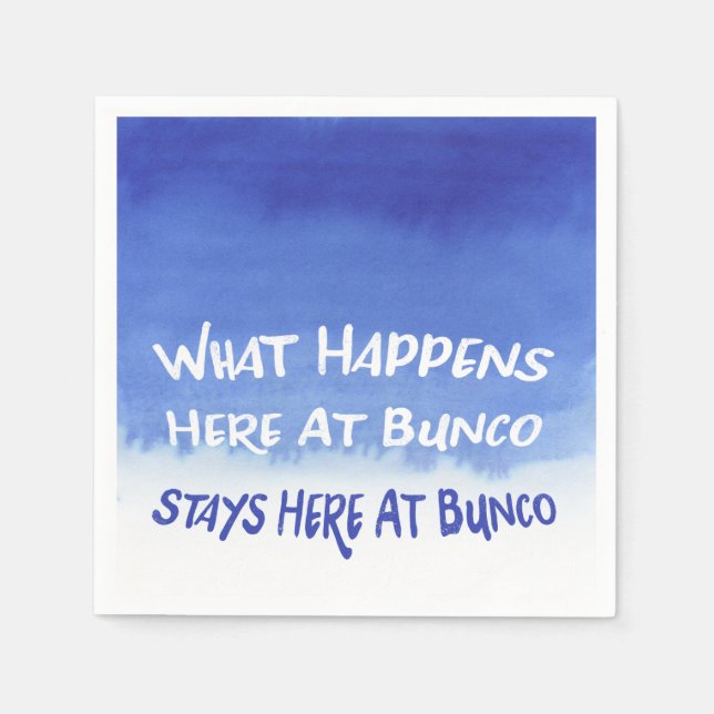 Funny Bunco What Happens Here Blue Ombre Napkin (Front)