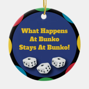 Funny Bunko Dice Game Holiday Gift Ceramic Tree Decoration