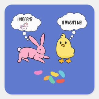 Funny Bunny and Chick Shirt For Easter Square Sticker