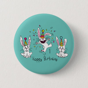 Funny Bunny Birthday Kids 6 Cm Round Badge