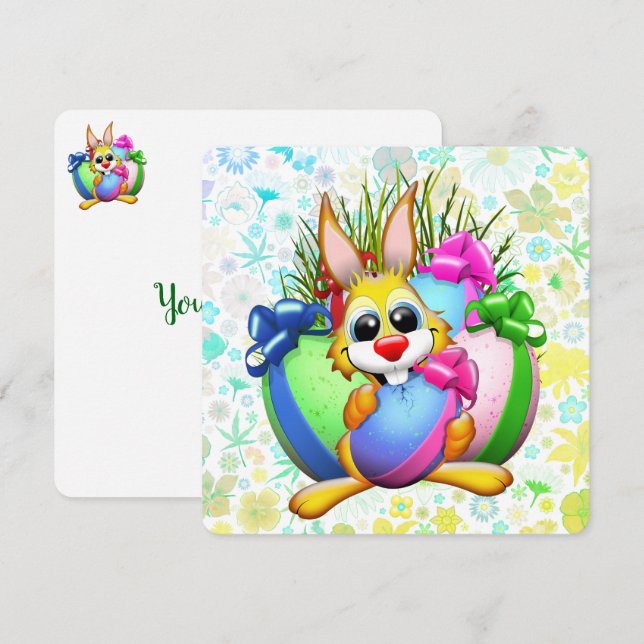 Funny Bunny biting an Easter Egg (Front/Back)