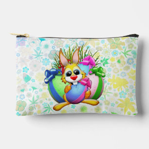 Funny Bunny biting an Easter Egg Accessory Pouch