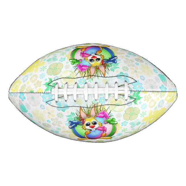 Funny Bunny biting an Easter Egg American Football (Front)