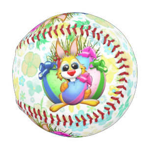 Funny Bunny biting an Easter Egg Baseball