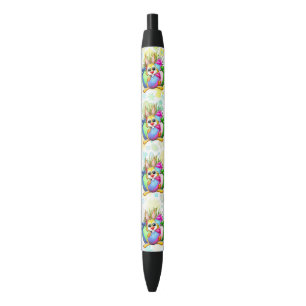 Funny Bunny biting an Easter Egg Black Ink Pen