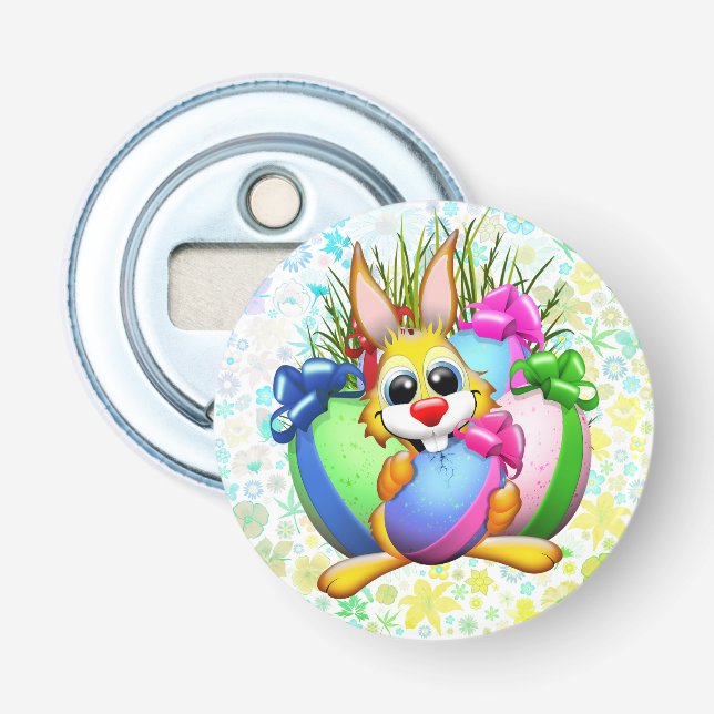Funny Bunny biting an Easter Egg Bottle Opener (Front)