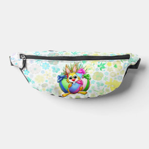 Funny Bunny biting an Easter Egg Bum Bags