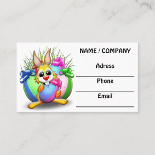 Funny Bunny biting an Easter Egg Business Card