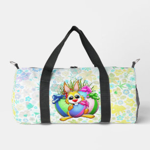 Funny Bunny biting an Easter Egg Duffle Bag