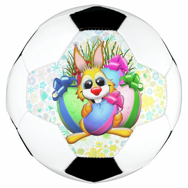 Funny Bunny biting an Easter Egg Football (Front)