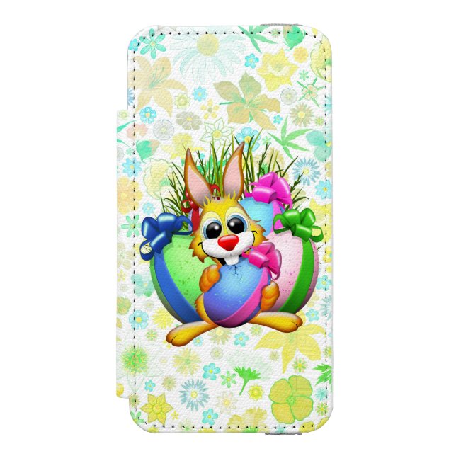 Funny Bunny biting an Easter Egg Incipio iPhone Wallet Case (Folio Front)