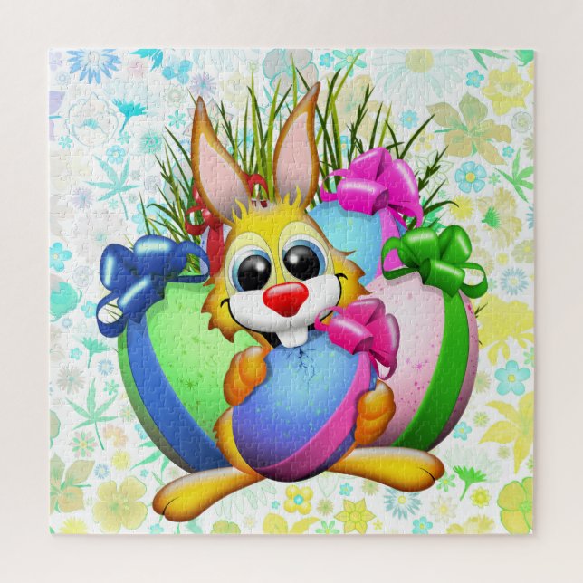 Funny Bunny biting an Easter Egg Jigsaw Puzzle (Vertical)