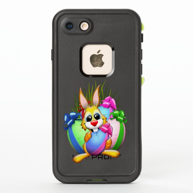 Funny Bunny biting an Easter Egg LifeProof iPhone Case (Back)