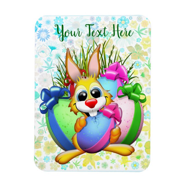 Funny Bunny biting an Easter Egg Magnet (Vertical)