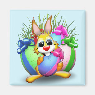 Funny Bunny biting an Easter Egg Magnet