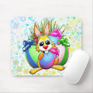 Funny Bunny biting an Easter Egg Mouse Mat