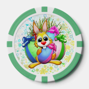 Funny Bunny biting an Easter Egg Poker Chips