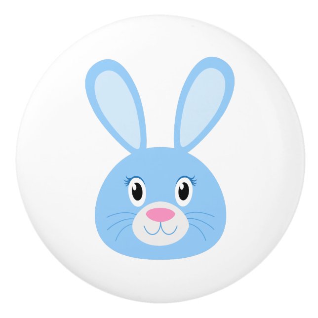 Funny Bunny Blue Ceramic Knob (Front)