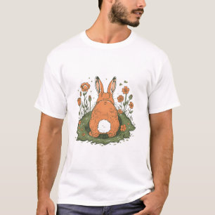Funny Bunny Butt Easter Garden Illustration T-Shirt