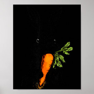 Funny Bunny Carrot Face Cute Holiday Happy Easter Poster