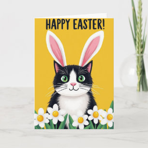 Funny Bunny Cat Greeting Card