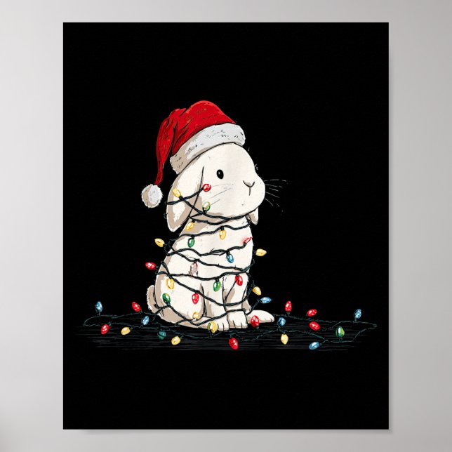 Funny Bunny Christmas Graphics Animal Lights Lover Poster (Front)