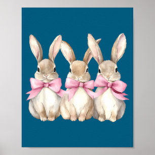 Funny Bunny Coquette Bow Rabbit Lovers Easter Retr Poster