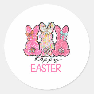 Funny Bunny Coquette Bow Rabbit Lovers Happy Easte Classic Round Sticker