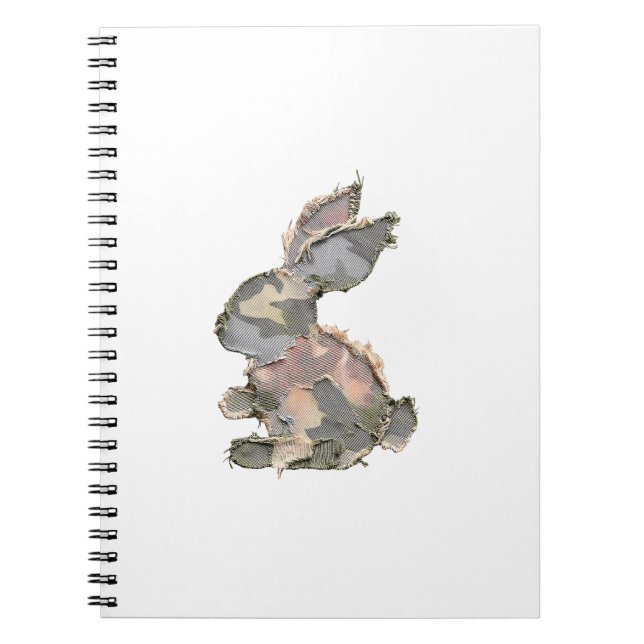 Funny Bunny Crochet Patchwork Camo Rabbit Happy Ea Notebook (Front)