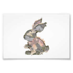 Funny Bunny Crochet Patchwork Camo Rabbit Happy Ea Photo Print