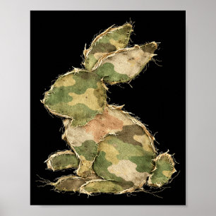 Funny bunny crochet patchwork camo rabbit happy poster