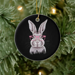 Funny Bunny Cute Family Gifts Easter Ceramic Tree Decoration