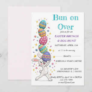 Funny Bunny Easter BRUNCH & HUNT Invitation