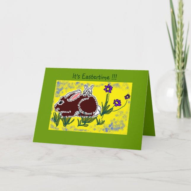 Funny Bunny Easter Time Holiday Card (Front)