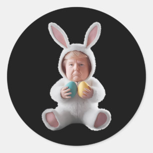 Funny Bunny Easter Trump Meme Happy Easter Day  Classic Round Sticker