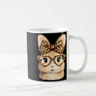 Funny bunny face glasses bandanna leopard rabbit coffee mug