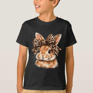 Funny bunny face glasses bandanna leopard rabbit T-Shirt