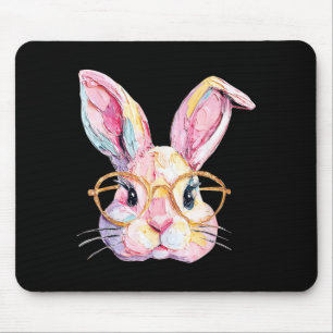 Funny bunny face glasses eggs rabbit happy easter mouse mat