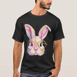 Funny bunny face glasses eggs rabbit happy easter T-Shirt