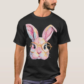 Funny Bunny Face Glasses Eggs Rabbit Happy Easter T-Shirt