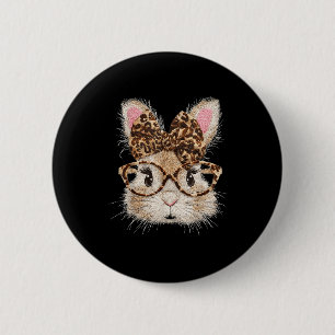 Funny Bunny Face Gles Bandana Leopard Rabbit Happy 6 Cm Round Badge