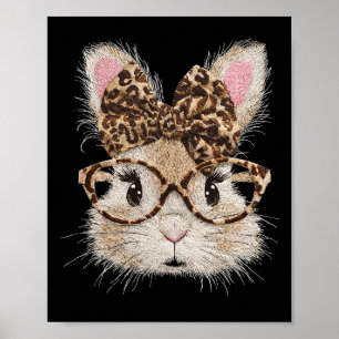 Funny Bunny Face Gles Ndana Leopard Rabbit Happy E Poster