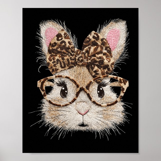 Funny Bunny Face Gles Ndana Leopard Rabbit Happy E Poster (Front)