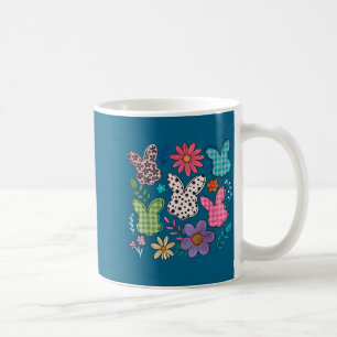 Funny Bunny Floral Rabbit Eggs Happy Easter Retro Coffee Mug