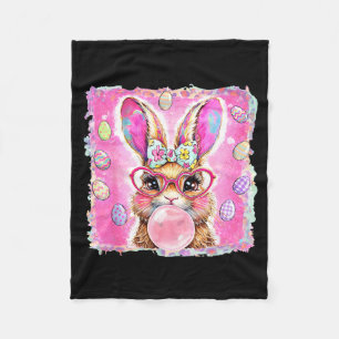 Funny bunny glasses bandana eggs rabbit happy fleece blanket