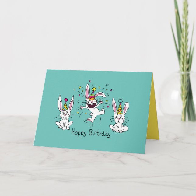 Funny Bunny Happy Birthday Cute Kids Rabbit Card (Front)