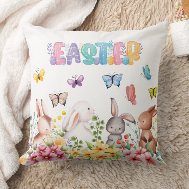 Funny Bunny Happy Easter Day  Cushion (Blanket)