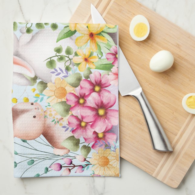 Funny Bunny Happy Easter Day  Tea Towel (Quarter Fold)