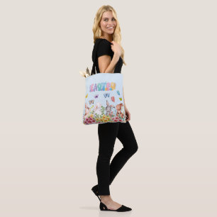 Funny Bunny Happy Easter Day Tote Bag