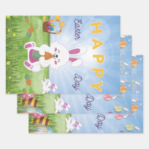 Funny Bunny Happy Easter Day Wrapping Paper Sheet